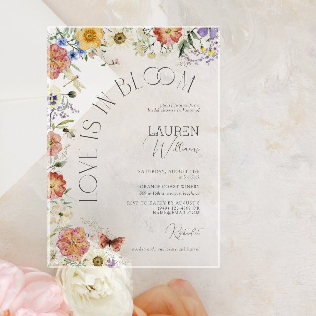 Invitaciones Acrílicas Love Is In Bloom Pressed Wildflower Bridal Shower (Subido por el creador)