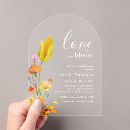 Invitaciones Acrílicas Love is in Bloom Spring Wildflower Bridal Shower