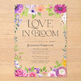 Invitaciones Acrílicas Love is in Bloom | Watercolor Floral Bridal Shower