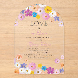 Invitaciones Acrílicas Love is in Bloom Wildflower Garden Bridal Shower