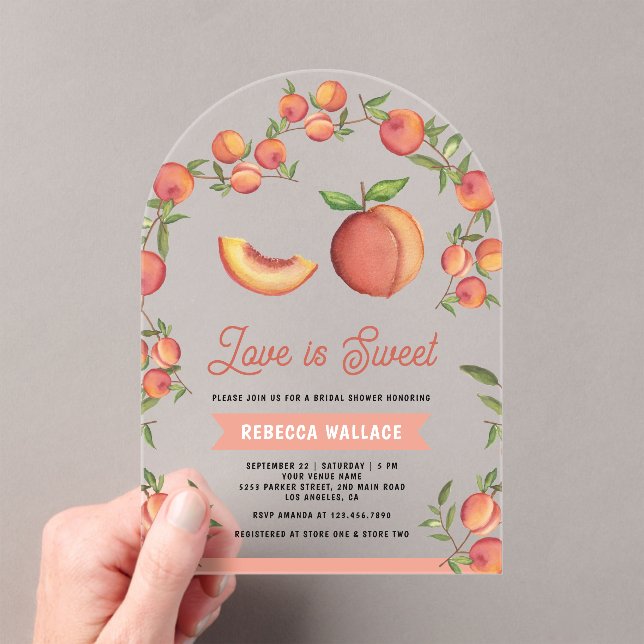 Invitaciones Acrílicas Love is Sweet Peach Fruit Arch Bridal Shower (Insitu (portátil))