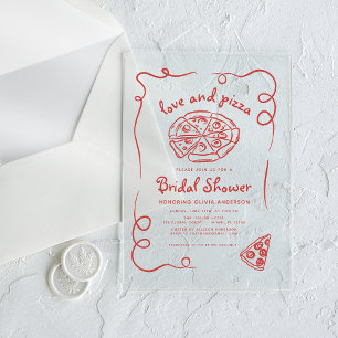 Invitaciones Acrílicas Love & Pizza Fiesta de Despedida de Soltera Italia