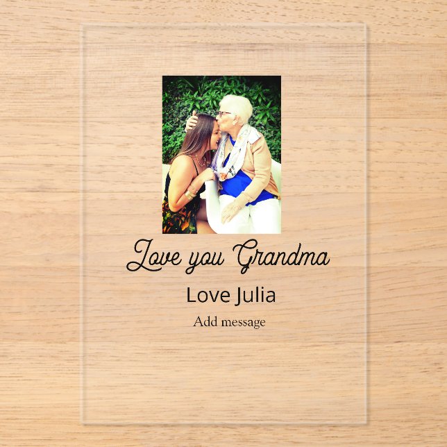 Invitaciones Acrílicas Love you Grandma photo name love message grandkids (Anverso)