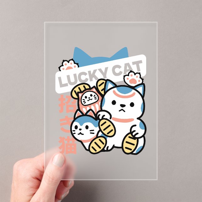 Invitaciones Acrílicas Lucky Cat Art – Maneki Neko with Gold Coin (Insitu (portátil))