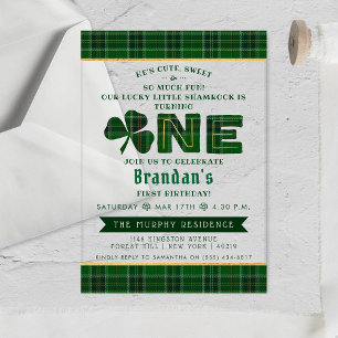 Invitaciones Acrílicas Lucky Little Shamrock 1er cumpleaños