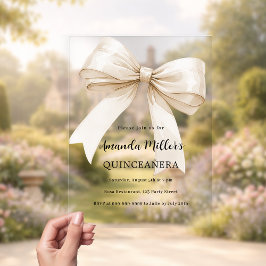Invitaciones Acrílicas Lujo claro de arco iris de crema beige para Quince