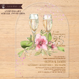 Invitaciones Acrílicas Lujo Magnolia Acuarela Acrílico Aniversario