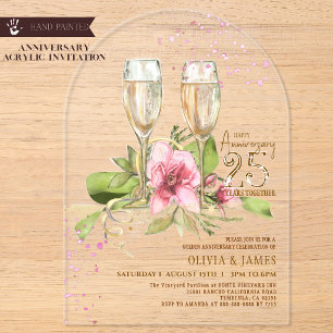 Invitaciones Acrílicas Lujo Magnolia Acuarela Acrílico Aniversario