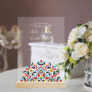Invitaciones Acrílicas Lujo Mandala Geométrico Estético Boda