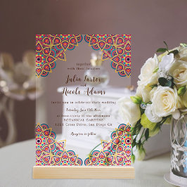 Invitaciones Acrílicas Lujo metálico geométrico brillante boda