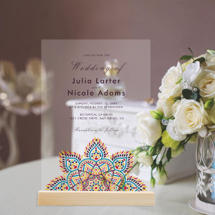 Invitaciones Acrílicas Lujo metálico geométrico brillante boda
