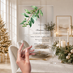Invitaciones Acrílicas Lujo vegetal de muérdago Fiesta de Navidad