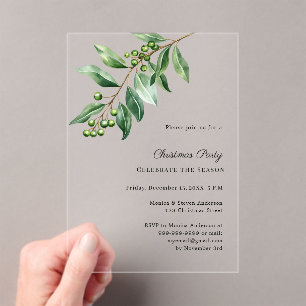 Invitaciones Acrílicas Lujo vegetal de muérdago Fiesta de Navidad