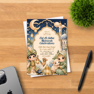 Invitaciones Acrílicas Lujoso Cute Chibi Niños Eid Al Adha Mubarak