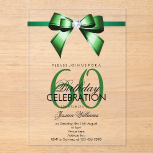 Invitaciones Acrílicas Lujozo Arco y Cinta Cumpleaños 60 de Gem