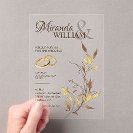 Invitaciones Acrílicas Luxury Botanical Gold Wedding