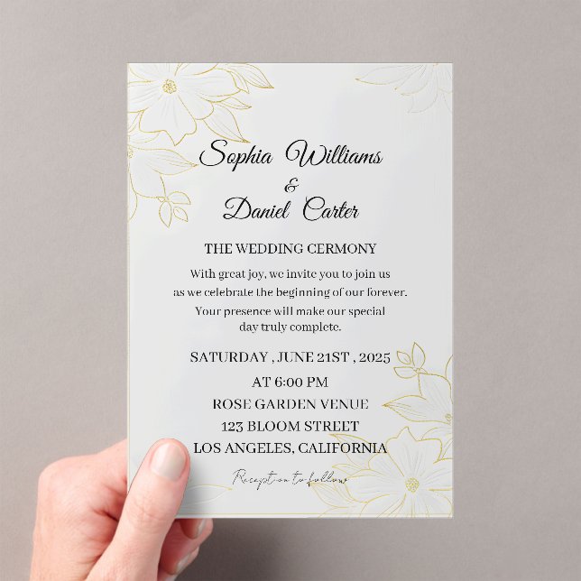 Invitaciones Acrílicas Luxury Gold Embossed Wedding Invitation (Insitu (portátil))