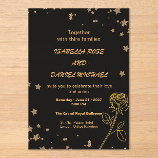 Invitaciones Acrílicas Luxury Gold Save the Date Wedding Card