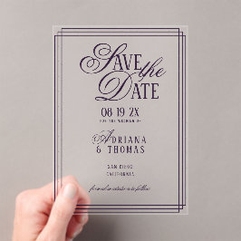 Invitaciones Acrílicas Luxury Purple Wedding Save The Date