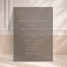 Invitaciones Acrílicas Luxury Taupe Acrylic Wedding Invitation