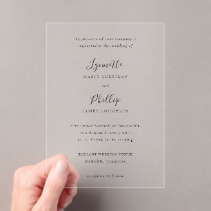 Invitaciones Acrílicas Lynnette Tradicional Elegante Boda