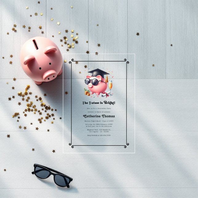 Invitaciones Acrílicas Maestros de negocios y finanzas brillan por su fut (Business and Finance Majors Bright Future Graduate Acrylic Invitations)