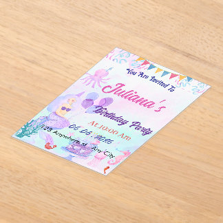 Invitaciones Acrílicas Magical  Mermaid Birthday Invitation