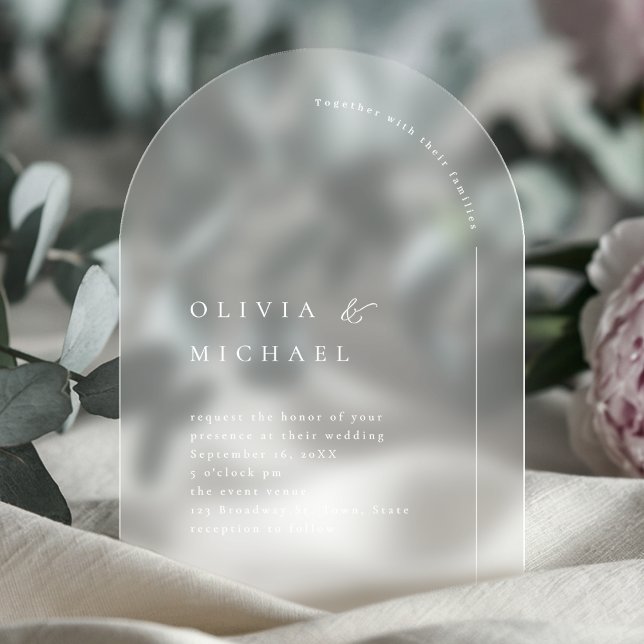 Invitaciones Acrílicas Magnífica tipografía Boda de arco moderno (Simply Elegant Typography Modern Arch Wedding Acrylic Invitations)