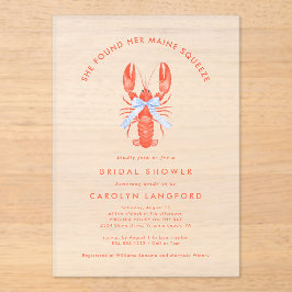 Invitaciones Acrílicas Maine Squeeze Coastal Lobster Bridal Shower 