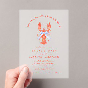 Invitaciones Acrílicas Maine Squeeze Coastal Lobster Despedida de Soltera