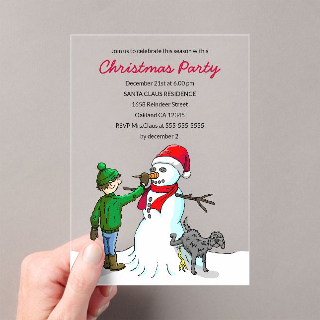 Invitaciones Acrílicas Make a Snowman on a Christmas Party Invitation (Insitu (portátil))