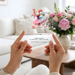 Invitaciones Acrílicas Mamá Bailarina de Acuarela Adorable, Brunch