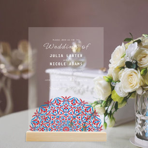Invitaciones Acrílicas Mandalá de Boda de Piedra de Mármol de Arrecife de