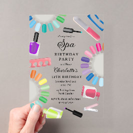 Invitaciones Acrílicas Manicura de uñas Pedicura Mani Pedi Chica Cumpleañ