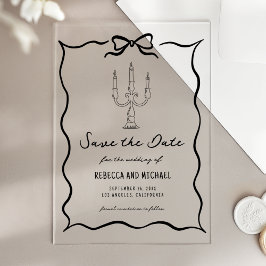 Invitaciones Acrílicas Mano Negra Arco Dibujado a Mano Boda Salva la Fech