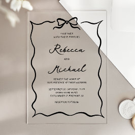 Invitaciones Acrílicas Mano Negra Dibujada Coquette Arco Boda