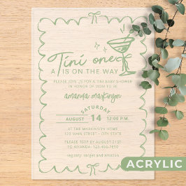 Invitaciones Acrílicas Mano Verde dibuja un Baby Shower Tini
