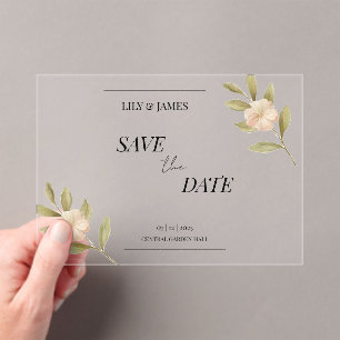 Invitaciones Acrílicas Mantequilla color de agua amarillo Floral Clásico