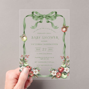 Invitaciones Acrílicas Manzana de Nuestro Ojo Elegante Fiesta de Bebé