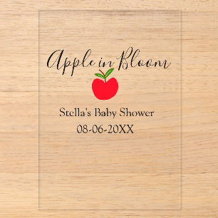 Invitaciones Acrílicas Manzana en flor shower de bebé manzana nombre fech