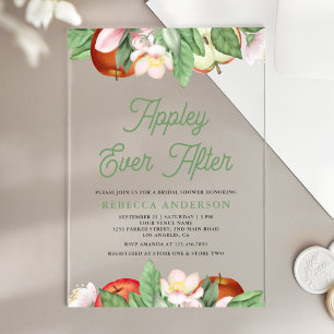 Invitaciones Acrílicas Manzanas para siempre después de la ducha de novia