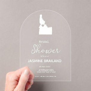 Invitaciones Acrílicas Mapa moderno de la ducha de novias del estado de I