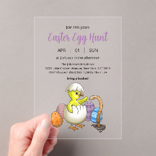 Invitaciones Acrílicas Maravillosa búsqueda de huevos de Pascua