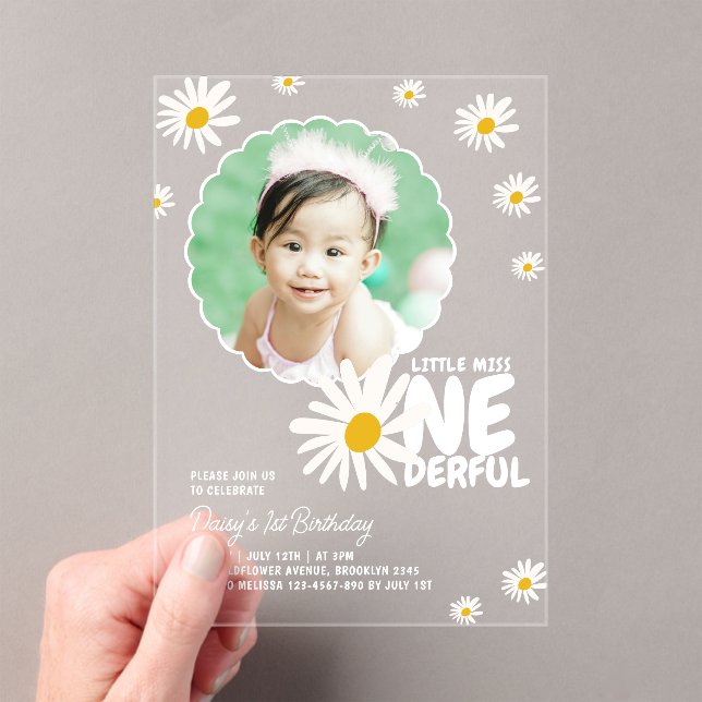 Invitaciones Acrílicas Maravillosa foto de Daisy Fantasía (Insitu (portátil))