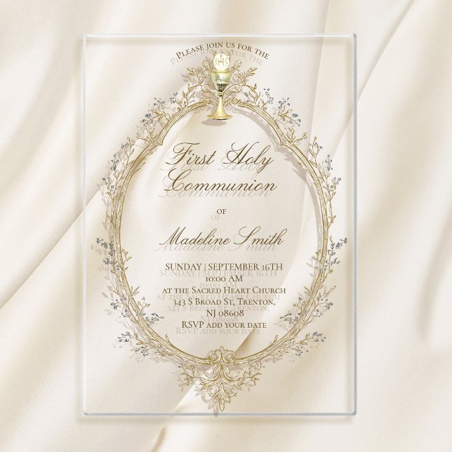 Invitaciones Acrílicas marco beige primera comunión (Subido por el creador)