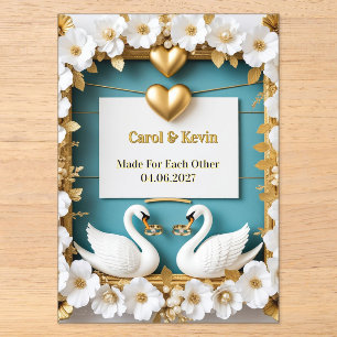 Invitaciones Acrílicas Marco de Boda de Cisne para Decoración de Boda de 