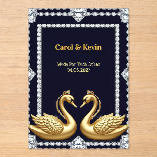 Invitaciones Acrílicas Marco de boda de cisne para decoración de boda de 