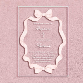 Invitaciones Acrílicas marco de cinta rosa Bautizo
