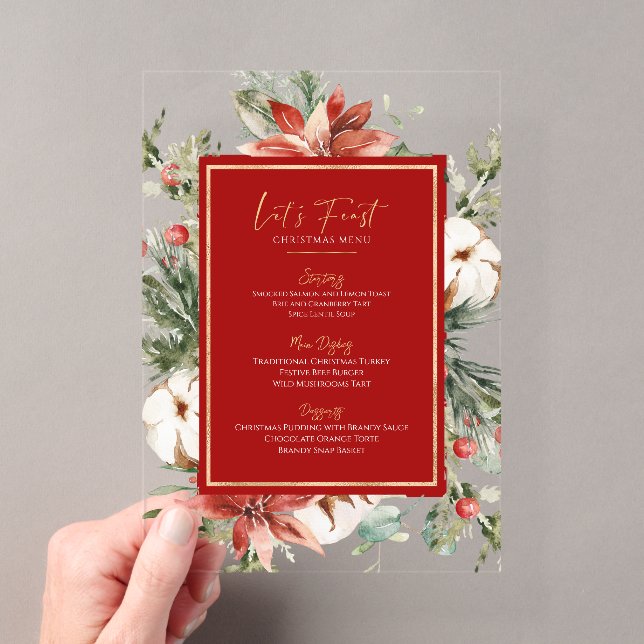 Invitaciones Acrílicas Marco de Flor de Navidad Tropical (Insitu (portátil))