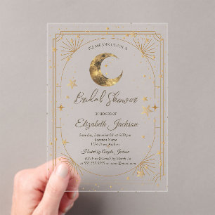 Invitaciones Acrílicas Marco de Luna Estrellas Celestiales Despedida de